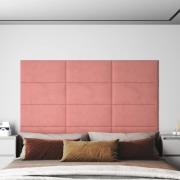 vidaXL Väggpaneler 12 st rosa 60x30 cm sammet 2,16 m²