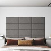 vidaXL Väggpaneler 12 st ljusgrå 60x30 cm tyg 2,16 m²