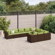 vidaXL Loungegrupp 10 delar med brun dynor konstrotting