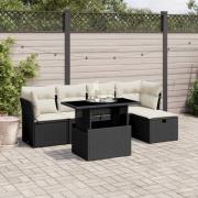 vidaXL Loungegrupp med dynor 6 delar svart konstrotting