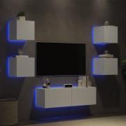 vidaXL Väggmonterade tv-skåp 5 delar med LEDs vit