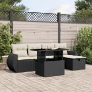 vidaXL Loungegrupp med dynor 6 delar svart konstrotting