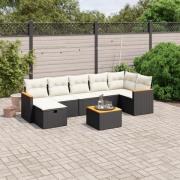 vidaXL Loungegrupp för trädgården med dynor 8 delar svart konstrotting