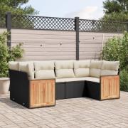 vidaXL Loungegrupp med dynor 6 delar svart konstrotting