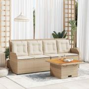 vidaXL Loungegrupp för trädgården med dynor 3 delar konstrotting beige