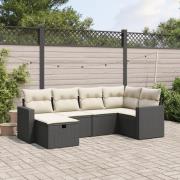 vidaXL Loungegrupp med dynor 6 delar svart konstrotting