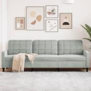vidaXL 3-sitssoffa ljusgrå 210 cm sammet