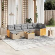 vidaXL Soffgrupp för trädgård med dynor 8 delar mixbeige konstrotting