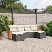 vidaXL Loungegrupp med dynor 6 delar svart konstrotting