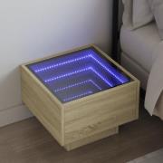 vidaXL Sängbord med Infinity LEDs sonoma-ek 40x40x30 cm