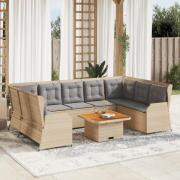 vidaXL Loungegrupp för trädgården med dynor 7 delar konstrotting beige