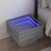 vidaXL Sängbord med Infinity LEDs grå sonoma 40x40x30 cm