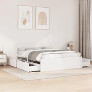 vidaXL Sängram utan madrass vit 160x200 cm massiv furu