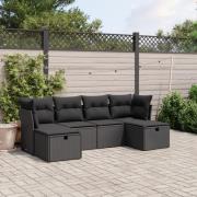 vidaXL Loungegrupp med dynor 6 delar svart konstrotting