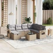 vidaXL Soffgrupp för trädgård med dynor 8 delar mixbeige konstrotting