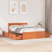 vidaXL Sängram utan madrass vaxbrun 120x190 cm massiv furu