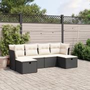 vidaXL Loungegrupp med dynor 6 delar svart konstrotting