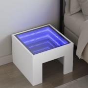 vidaXL Sängbord med Infinity LEDs vit 40x40x30 cm