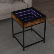 vidaXL Soffbord med Infinity LEDs rökfärgad ek 40x40x51 cm
