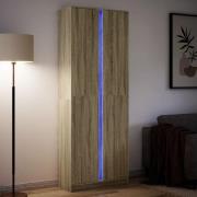 vidaXL Högskåp med LEDs sonoma-ek 74x32,5x200 cm konstruerat trä