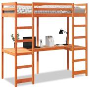 vidaXL Loftsäng utan madrass vaxbrun 90x190 cm massiv furu