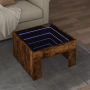 vidaXL Soffbord med Infinity LEDs rökfärgad ek 50x50x30 cm