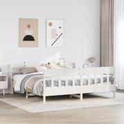 vidaXL Sängram utan madrass vit 200x200 cm massiv furu