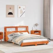vidaXL Sängram utan madrass vaxbrun 120x190 cm massiv furu