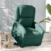 vidaXL Reclinerfåtölj med uppresningshjälp mörkgrön sammet