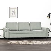 vidaXL 3-sitssoffa ljusgrå 180 cm sammet