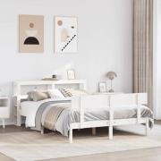 vidaXL Sängram utan madrass vit 135x190 cm massiv furu