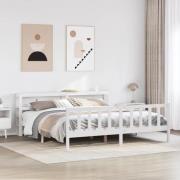 vidaXL Sängram utan madrass vit 200x200 cm massiv furu