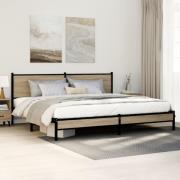 vidaXL Sängram utan madrass metall sonoma-ek 200x200 cm
