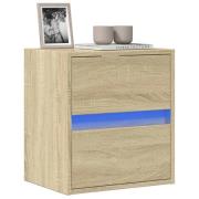 vidaXL Väggmonterad tv-bänk LED sonoma-ek 41x31x45 cm
