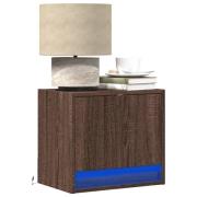 vidaXL Väggmonterade sängbord med LED-lampor 2 st brun ek