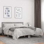 vidaXL Sängram grå sonoma 150x200 cm konstruerad trä och metall