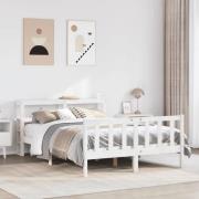vidaXL Sängram utan madrass vit 140x190 cm massiv furu