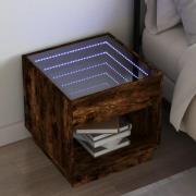 vidaXL Sängbord med Infinity LEDs rökfärgad ek 50x50x50 cm
