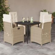 vidaXL Matgrupp för trädgården med dynor 5 delar beige konstrotting