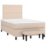 vidaXL Ramsäng med bäddmadrass cappuccino 120x190 cm konstläder