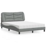 vidaXL Säng med madrass ljusgrå 140x190 cm tyg