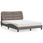 vidaXL Säng med madrass taupe 140x190 cm tyg