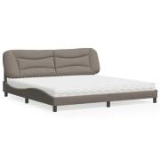 vidaXL Bed with Mattress "Hvar" Taupe 200x200 cm Fabric