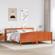 vidaXL Sängram utan madrass vaxbrun 200x200 cm massiv furu