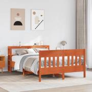 vidaXL Sängram utan madrass vaxbrun 120x200 cm massiv furu
