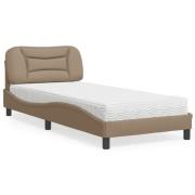 vidaXL Bed with Mattress "Hvar" Cappuccino 90x190 cm Faux Leather