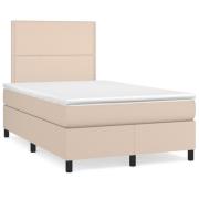 vidaXL Ramsäng med bäddmadrass cappuccino 120x190 cm konstläder