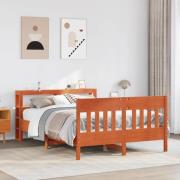 vidaXL Sängram utan madrass vaxbrun 150x200 cm massiv furu