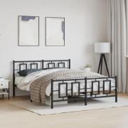 vidaXL Sängram utan madrass med fotgavel metall svart 160x200 cm