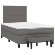 vidaXL Ramsäng med bäddmadrass grå 120x190 cm konstläder